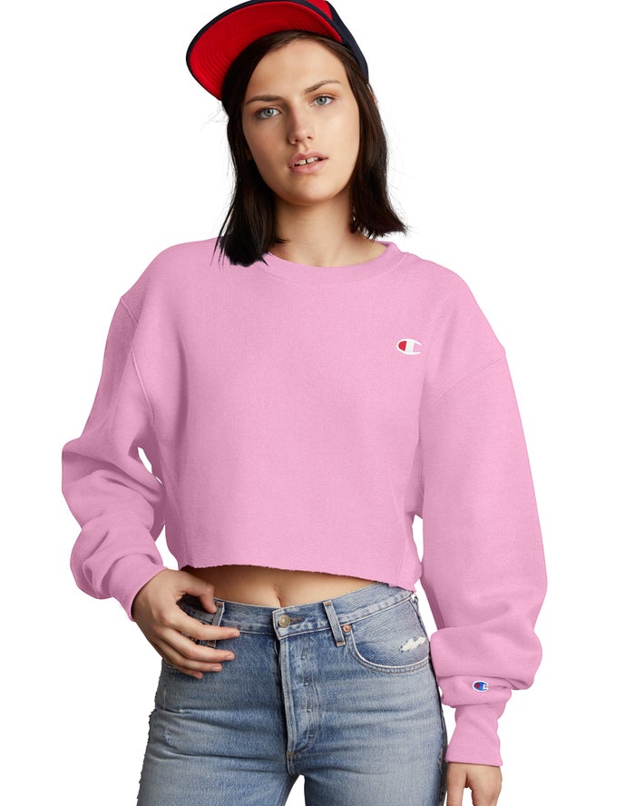 Sudadera Champion Mujer - Reverse Weave Cropped Cut-Off Crew ( Rosas ) 5892160-BL